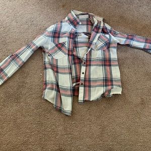 Coral, White, Blue Flannel